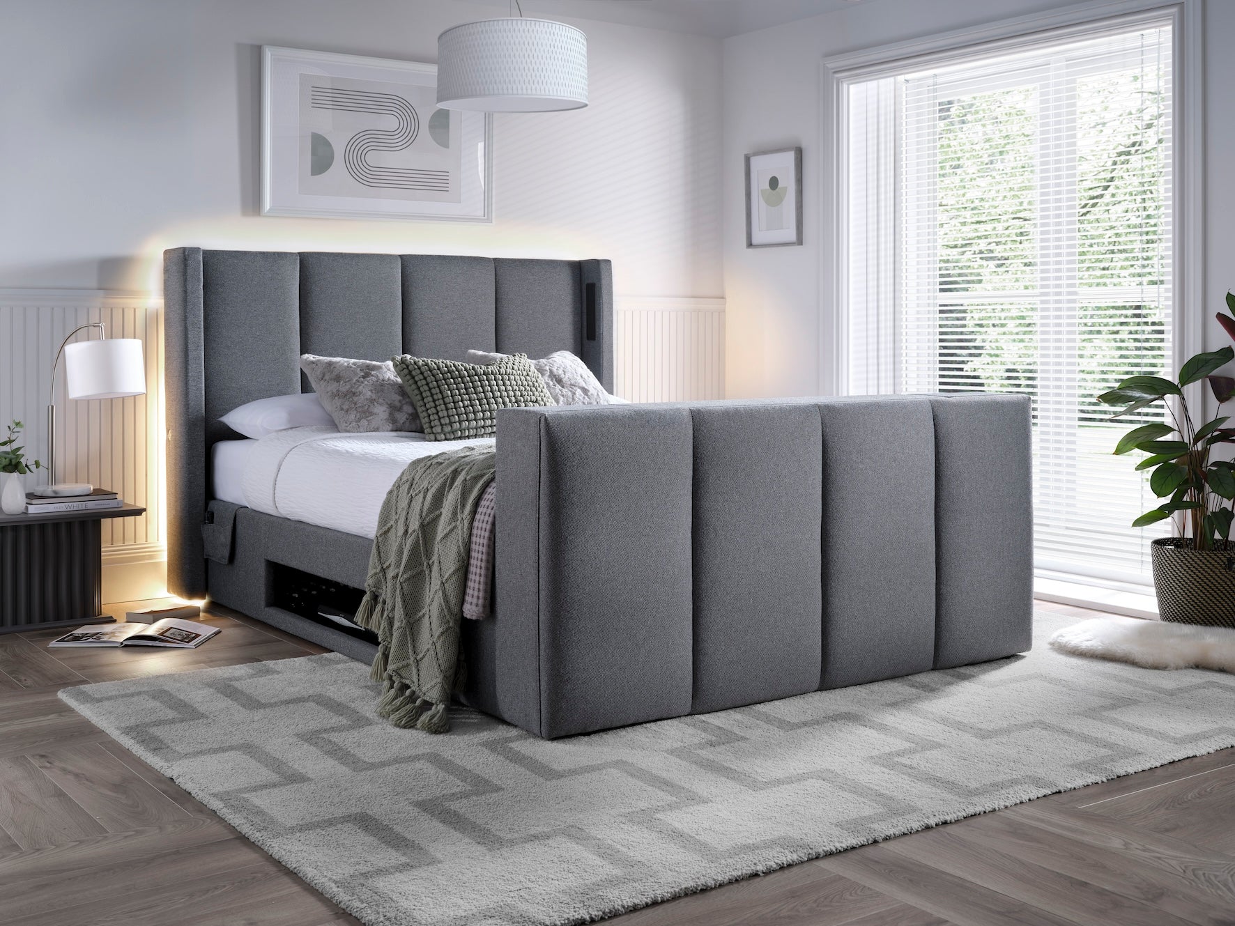 Velar True Sound 5.1 Ottoman TV Bed in Smoke Grey