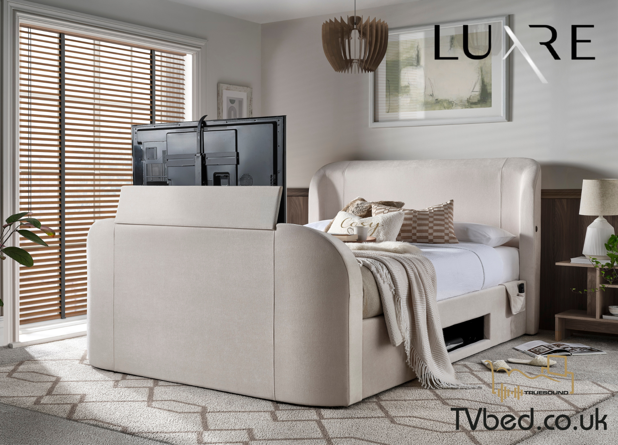 Monarch True Sound 5.1 Ottoman TV Bed in Soft Cream