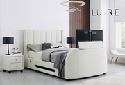 Solace Ottoman TV Bed  in Cream Velvet