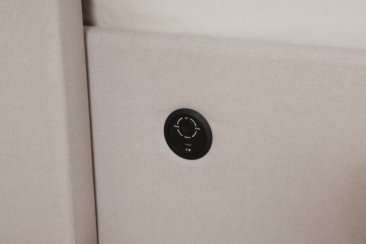 Viola Ottoman Storage TV Bed with USB Charging in Natural Cream Fabric with £600.00 OFF!