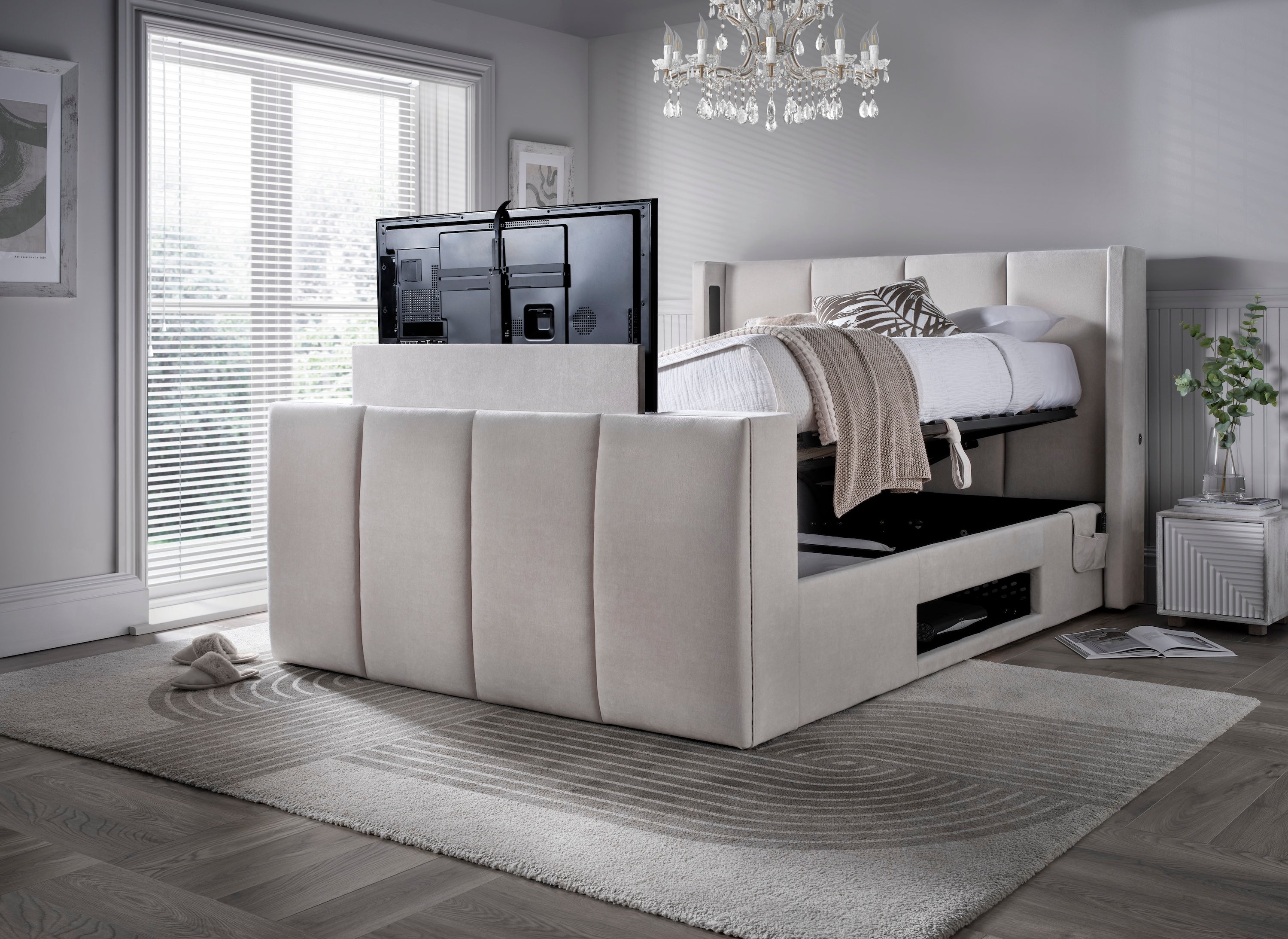 Velar True Sound 5.1 Ottoman TV Bed in Soft Cream