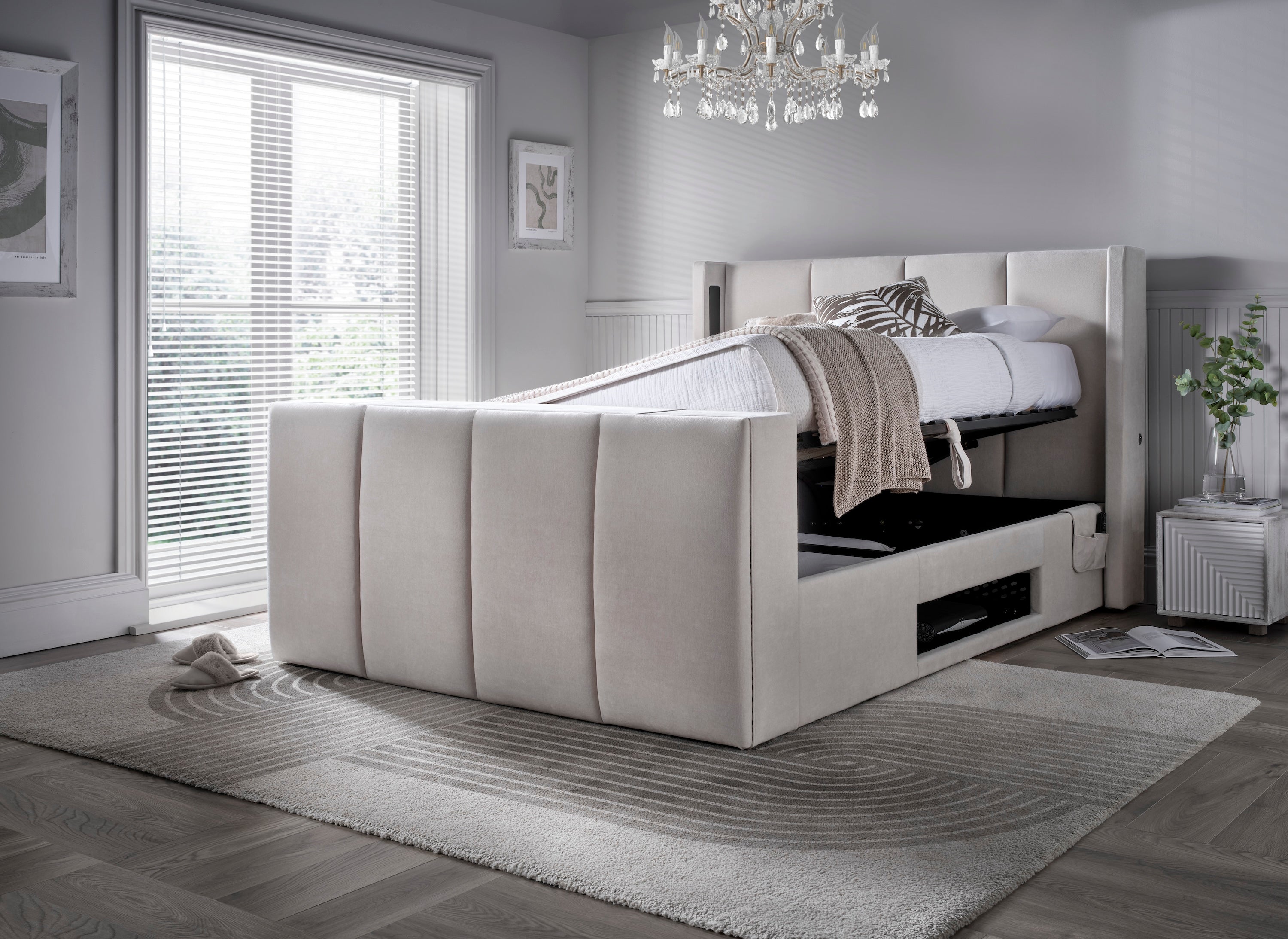 Velar True Sound 5.1 Ottoman TV Bed in Soft Cream