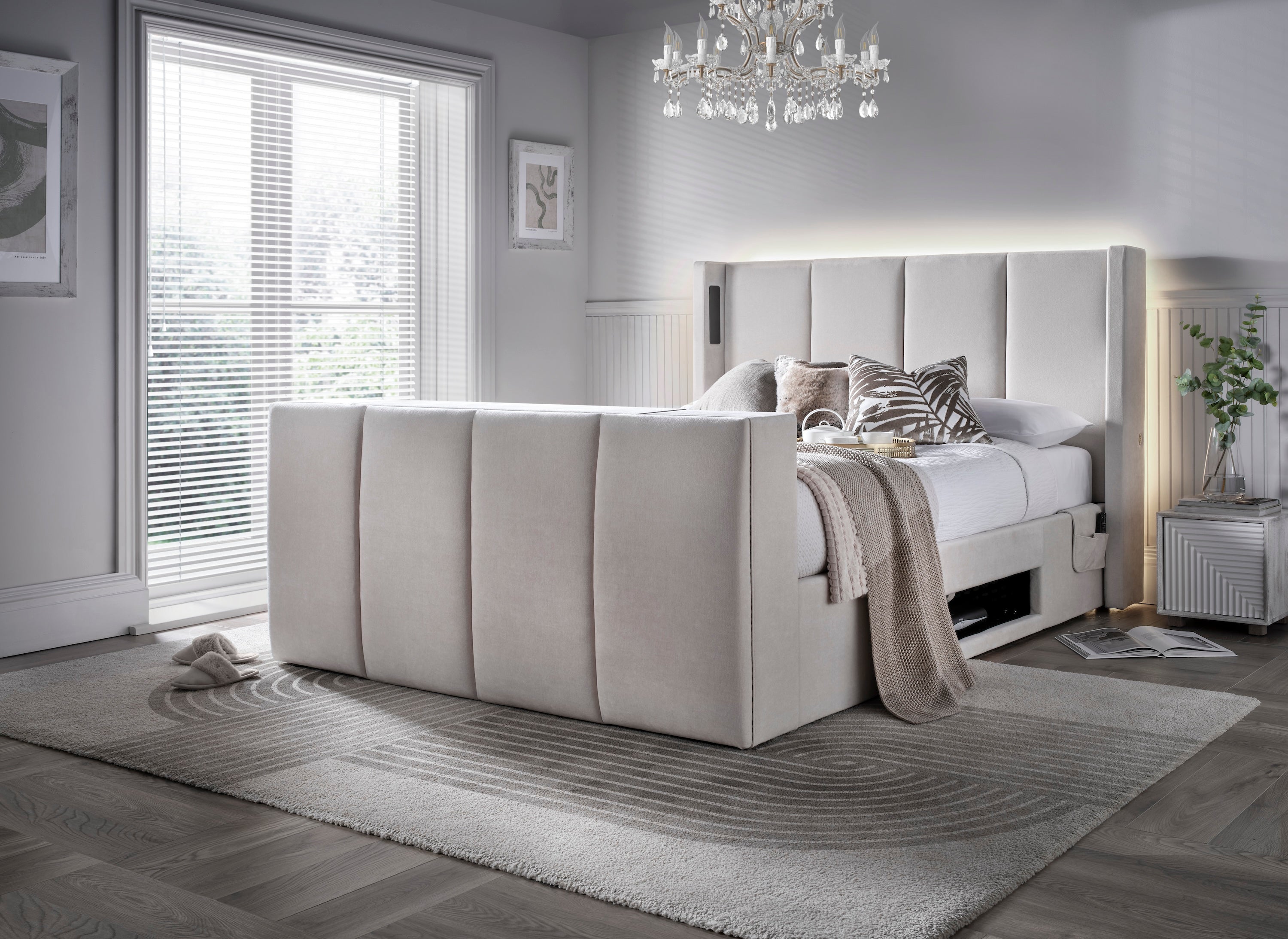 Velar True Sound 5.1 Ottoman TV Bed in Soft Cream