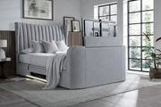 EX DISPLAY Vogue True Sound 5.1 Ottoman TV Bed in Dusk Fabric(No LED floor lighting)