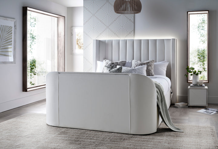 Astra Ottoman TV Bed in Cream Velvet with Dual USB Charging
