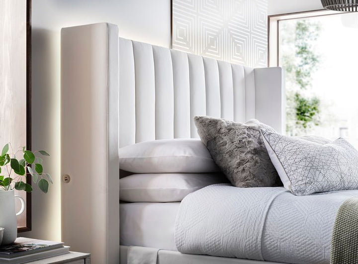 Astra Ottoman TV Bed in Cream Velvet with Dual USB Charging
