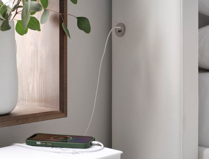 Astra Ottoman TV Bed in Cream Velvet with Dual USB Charging