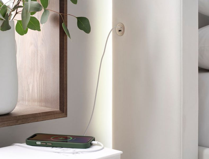 Astra Ottoman TV Bed in Cream Velvet with Dual USB Charging