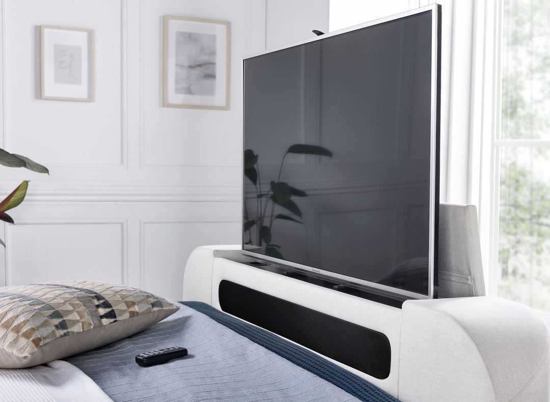 Vogue 4.1+ Surround Sound Light Stone Fabric Ottoman TV Bed