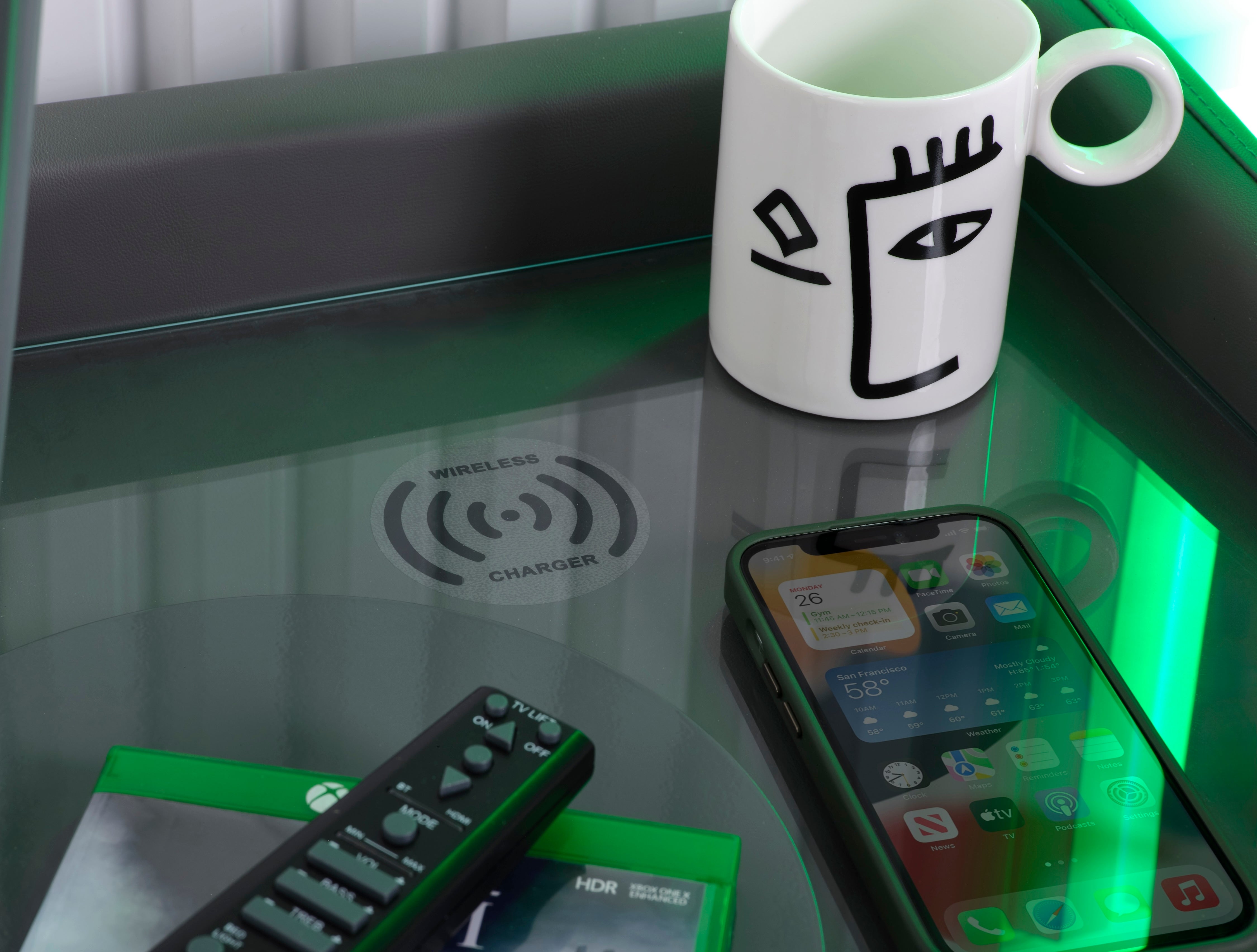 Merlin Gaming TV Bed - two tone Grey PU - 5.1 Surround - Ottoman Storage