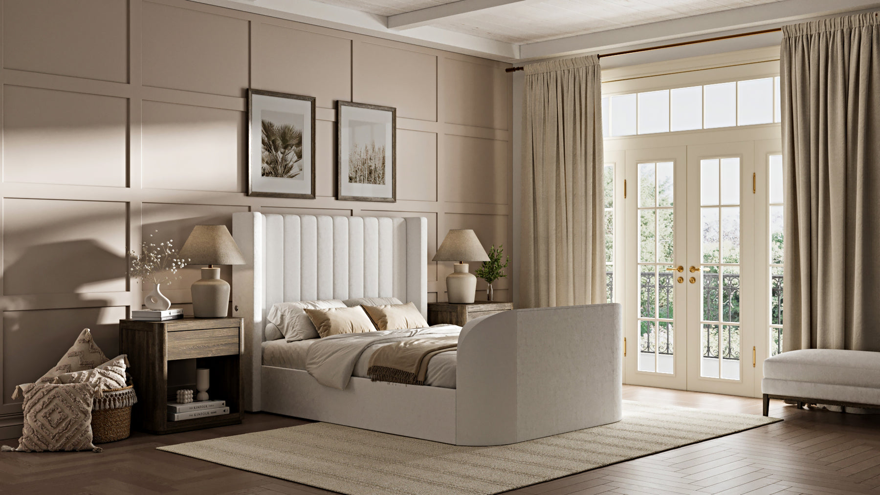 NEW Astra Ottoman TV Bed in Cream Velvet