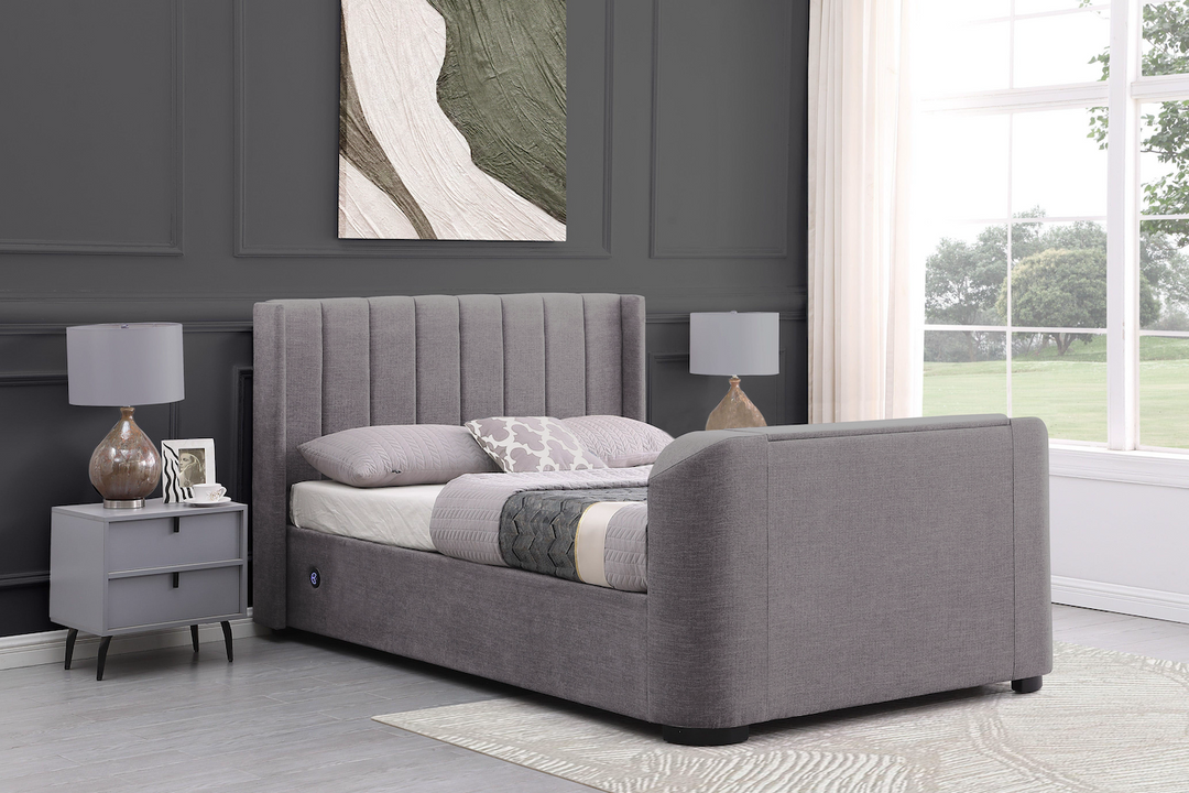 Atom II TV Bed in Grey with USB Charging (non ottoman)