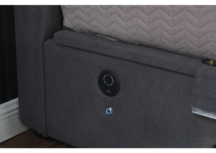 EX Display - Vogue 2.1 Sound Slate Grey Ottoman TV Bed in SUPER KING (Display Marks)