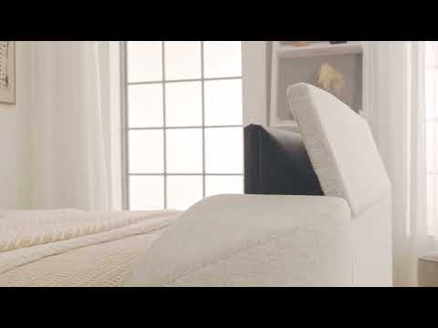Sigma Ottoman TV Bed in Pebble Stone Fabric
