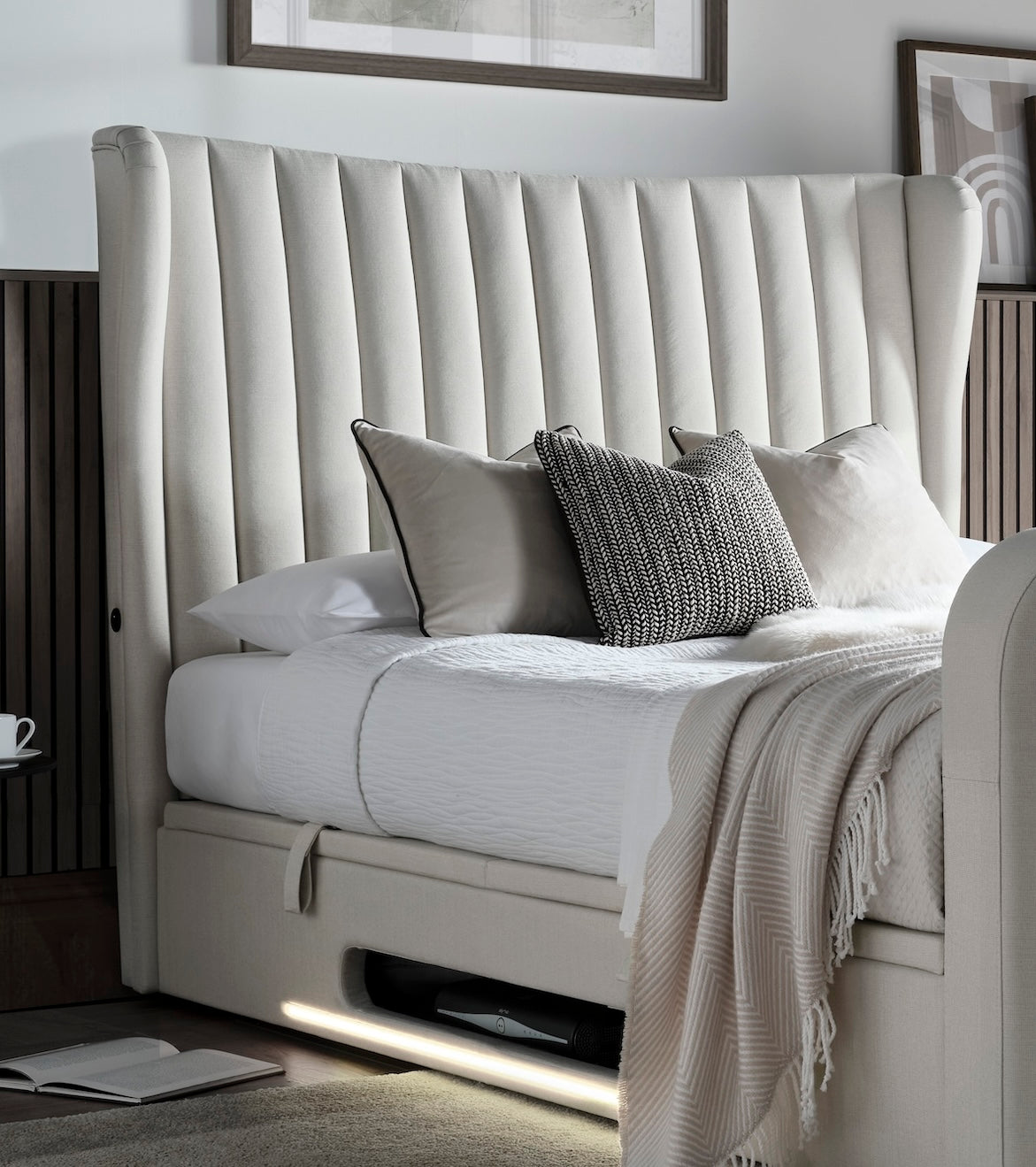 Vogue True Sound 5.1 Ottoman TV Bed in Light Stone