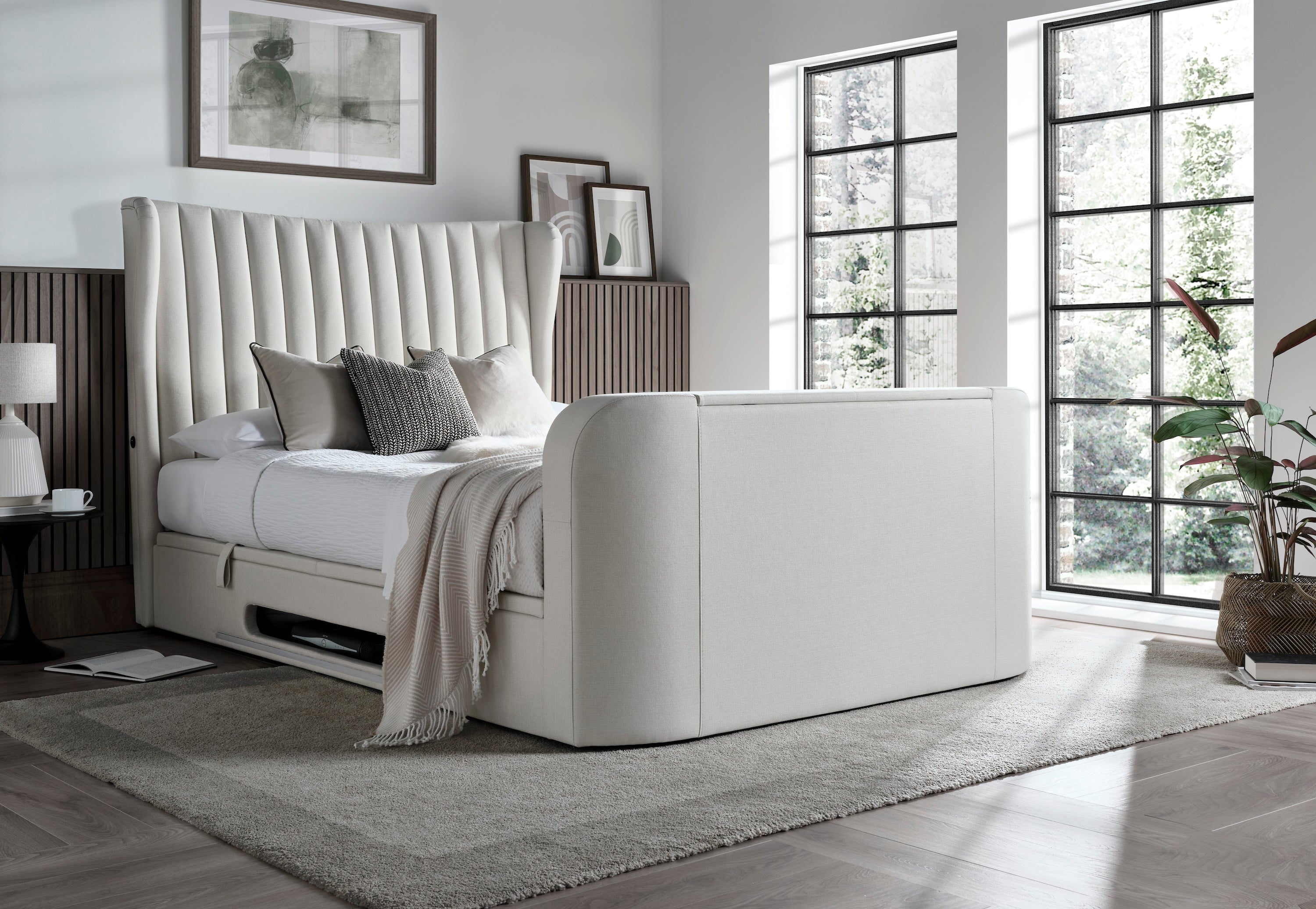 Vogue True Sound 5.1 Ottoman TV Bed in Light Stone
