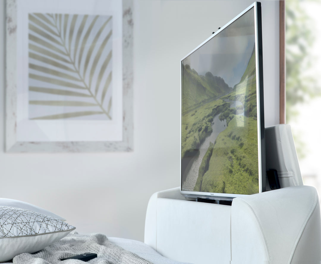 Astra Ottoman TV Bed in Cream Velvet with Dual USB Charging