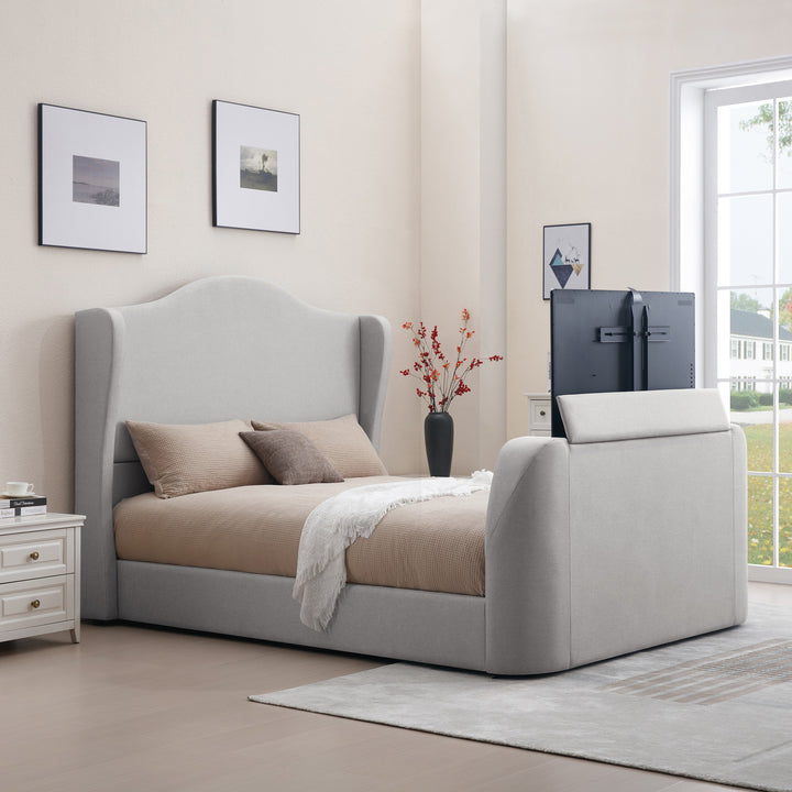Chic Ottoman TV Bed in Light Grey