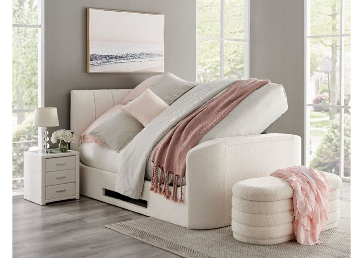 Elements III TV Bed in Sherpa Fluffy Cream with USB Charging