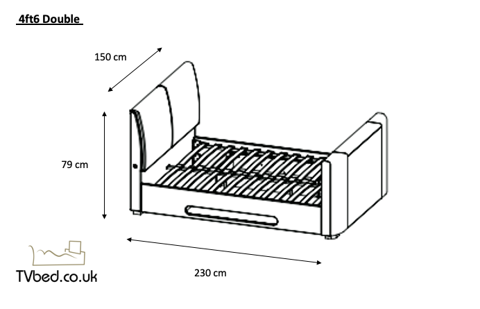 Naos II TV Bed In Laike Grey with Storage