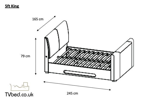Naos II TV Bed In Laike Grey with Storage