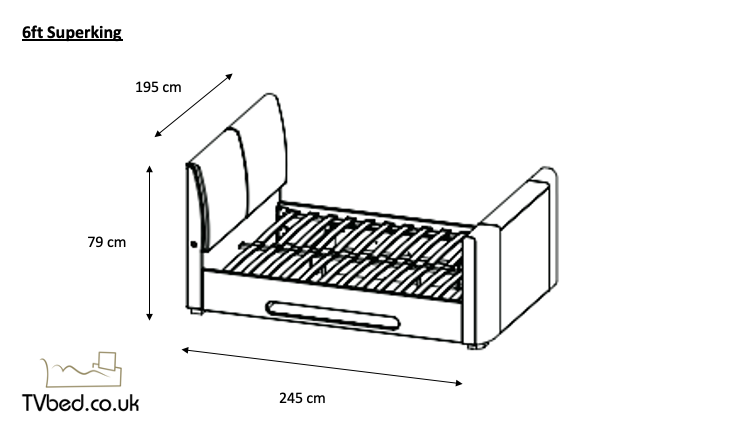 Naos II TV Bed In Laike Grey with Storage