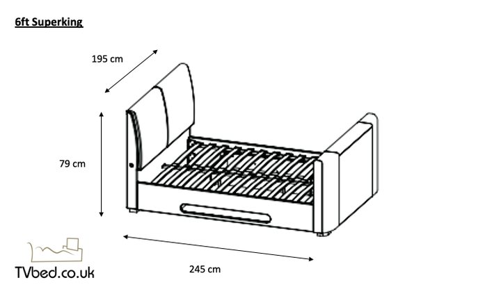 Naos II TV Bed In Laike Grey with Storage