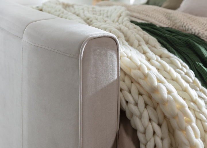 Winchester Cream Velvet Storage TV Bed With Storage & USB Charging