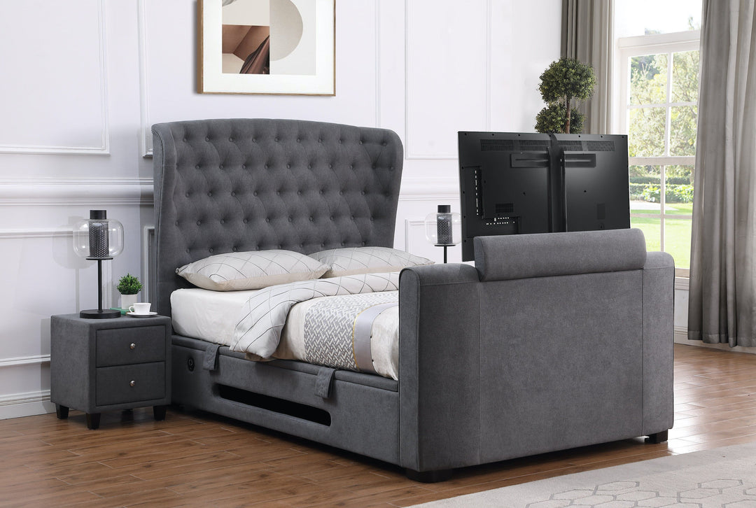 Winchester II Slate Grey Ottoman TV Bed with USB Charging with 30% OFF! (Discount Already Applied)