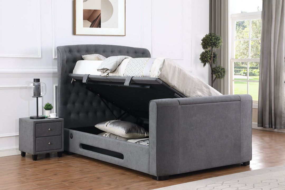 Winchester II Slate Grey Ottoman TV Bed with USB Charging with 30% OFF! (Discount Already Applied)