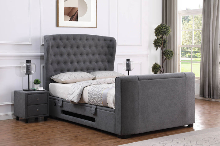Winchester II Slate Grey Ottoman TV Bed with USB Charging with 30% OFF! (Discount Already Applied)