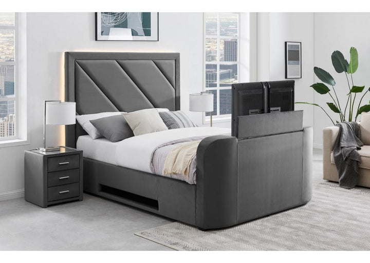20% OFF Richmond IAudio Grey Velvet Ottoman TV Bed (Discount Applied)