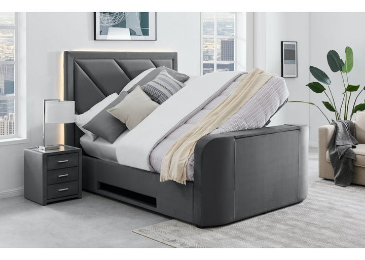 20% OFF Richmond IAudio Grey Velvet Ottoman TV Bed (Discount Applied)